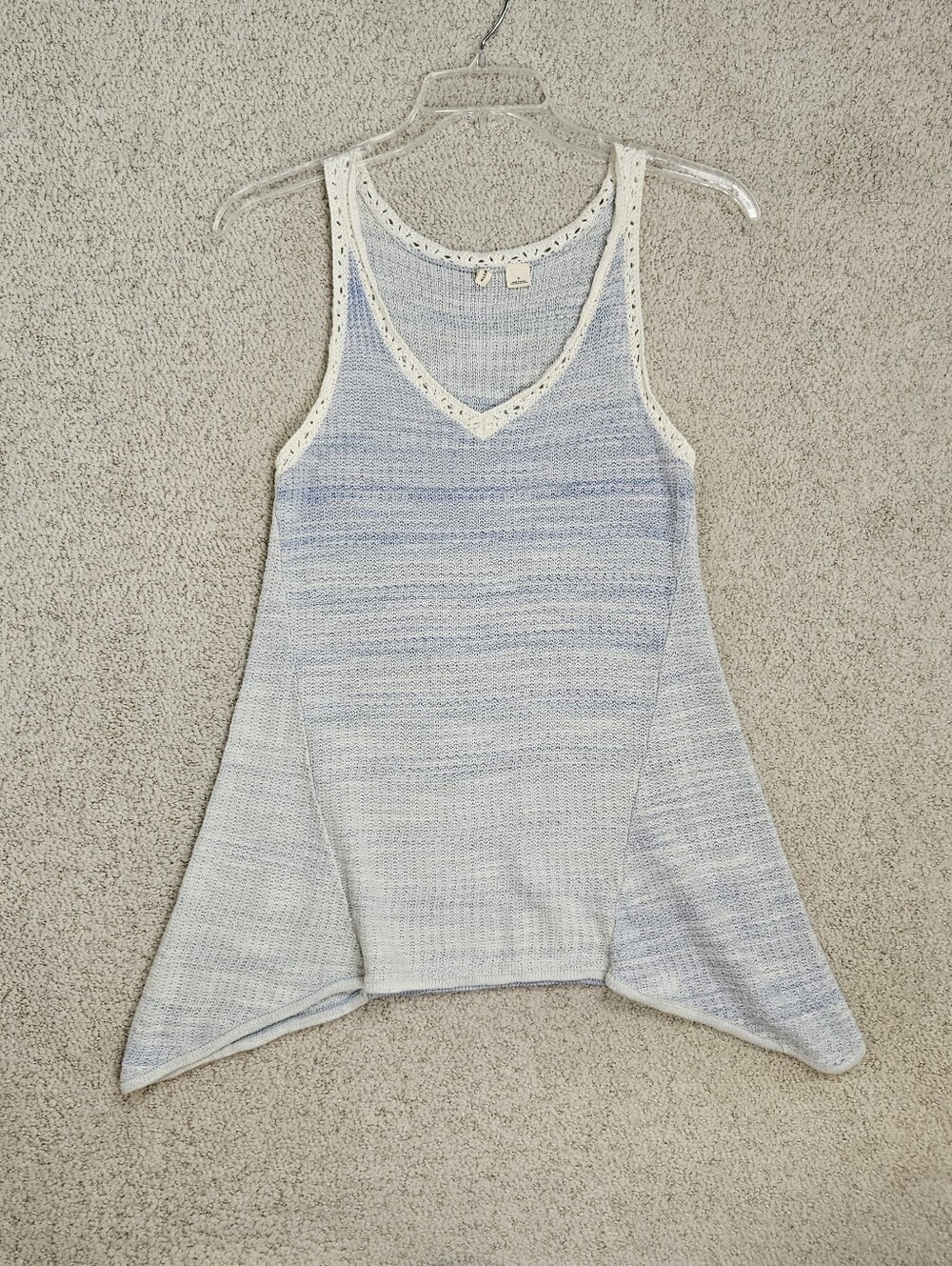 MOTH Crochet Swing Tank Blue Ombre Space Dye Womens Small Beach Festival V Neck